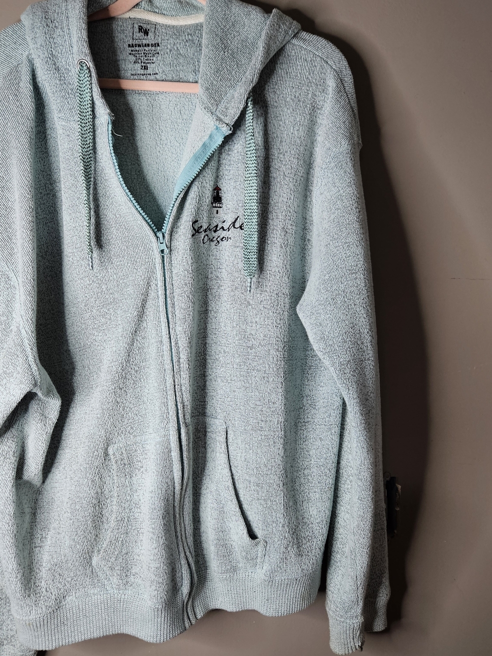 Ragwear Light Seafoam Green Hooded Zip Sweater - Size 2X Ptp 24" Length 29"